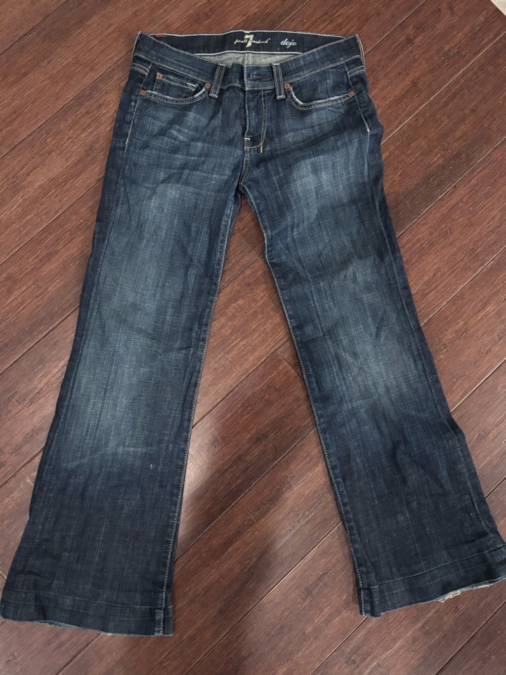 7 For All Mankind Women's Dark Blue Flare Jeans